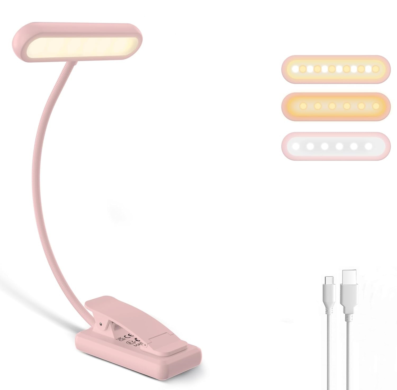 Laptop Accessories Light - Lampada da Lettura con Clip Nera/Bianca/Rosa,